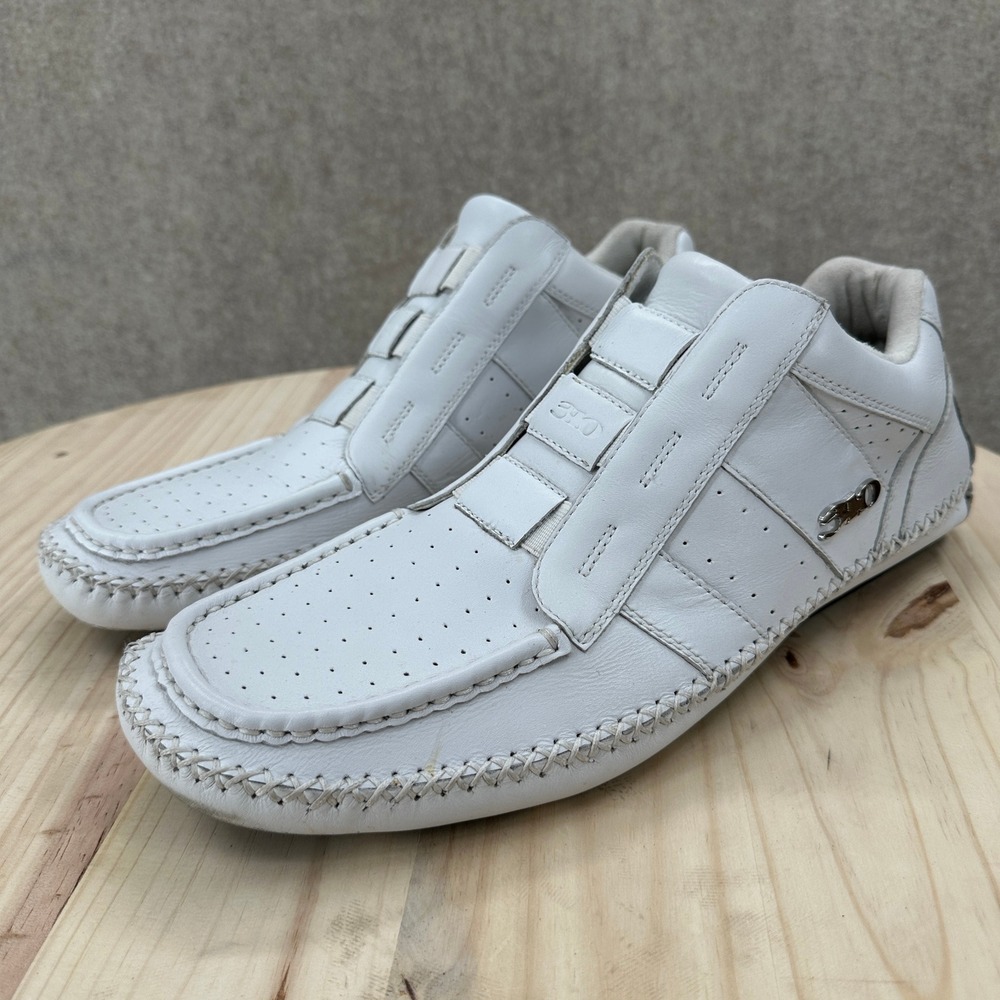 310 Motoring Hurricane White Leather Driving Shoes Mens 13 Slip On Sneakers‎